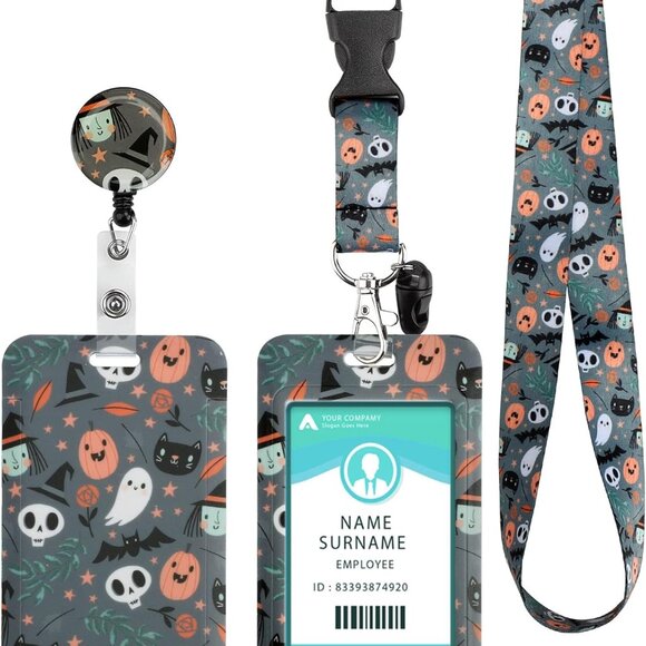 ID Badge Holder with Lanyard, Retractable Badge Holders Reels with Lanyards Adju - Picture 1 of 6